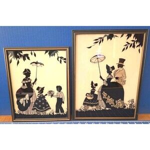 VTG Butterfly Effect Silhouette Colonial Sweethearts & Colonial Holiday Pictures